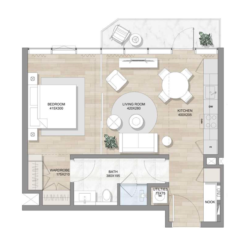1 Bedroom Floor Plan