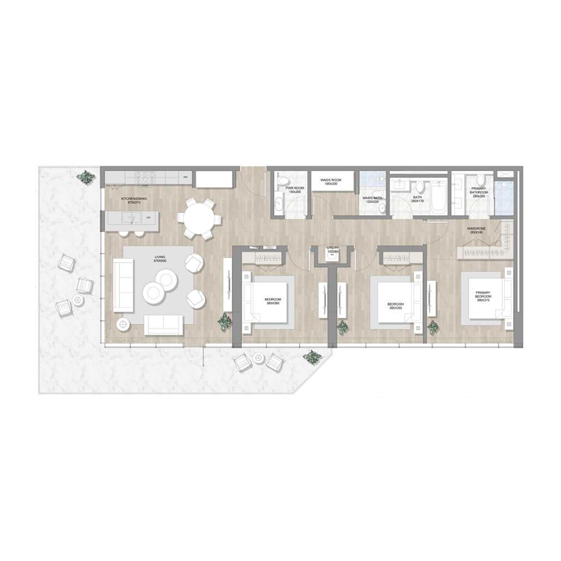 3 Bedrooms Floor Plan